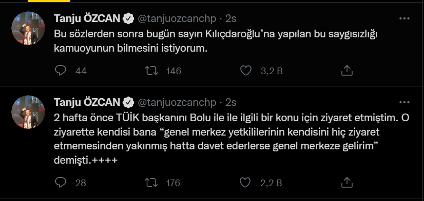 Tanju Özcan: 2 hafta önce TÜİK Başkanı, “Davet ederlerse genel merkeze gelirim” dedi