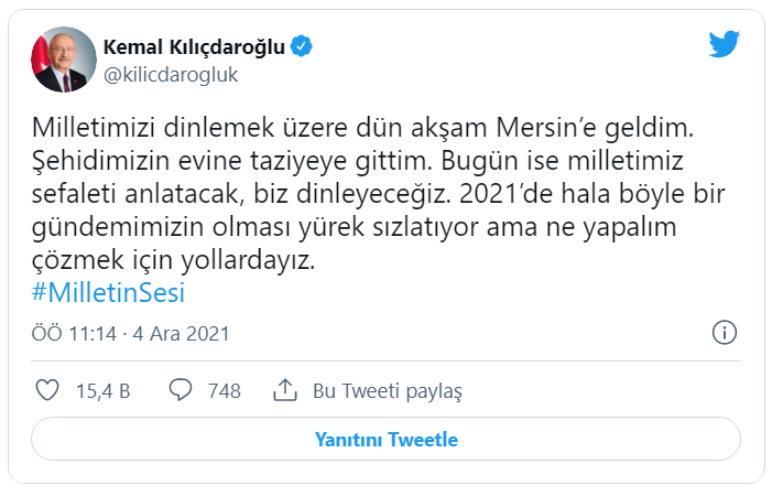 CHP'nin Mersin mitingi öncesi Kılıçdaroğlu’ndan paylaşım: 'Yürek sızlatıyor ama ne yapalım'