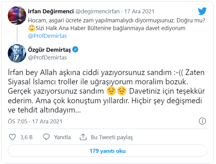 Özgür Demirtaş: Tehdit altındayım