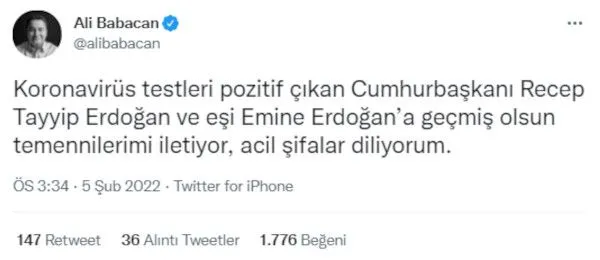 Erdoğan'a muhalefet partilerin liderlerinden geçmiş olsun mesajı