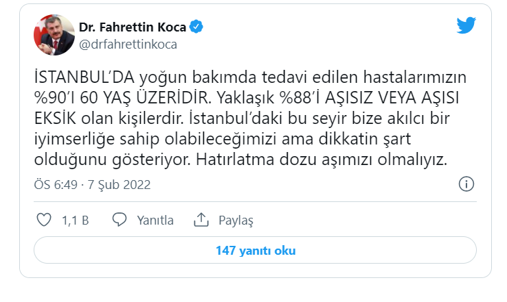 Koca: İstanbul'da günlük vaka sayıları 40 binden 20 binin altına indi