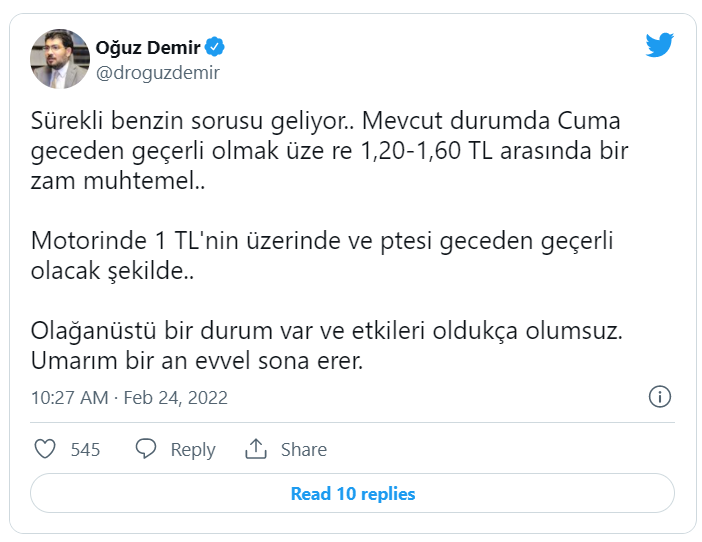 Benzin ve motorinde savaş etkisi: Ekonomist Oğuz Demir, beklenen büyük zammı açıkladı