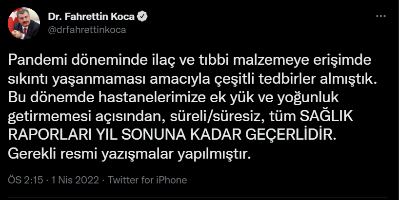 Fahrettin Koca'dan 'sağlık raporu' açıklaması