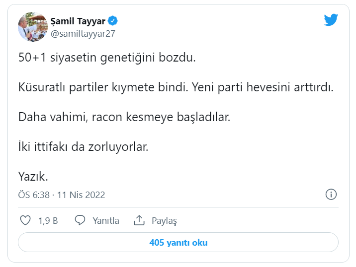 AK Partili  Tayyar'dan 'sistem'  eleştirisi:  'Yazık'