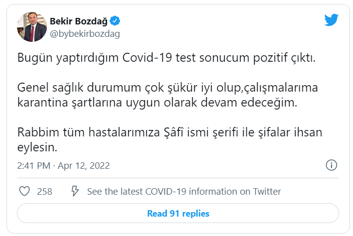 Adalet Bakanı Bozdağ'ın Covid-19 testi pozitif çıktı