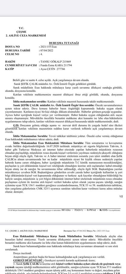Kalonya haberi mahkumiyet getirdi