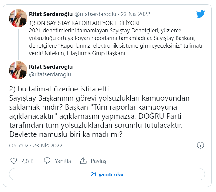 'Sayıştay’da Grup Başkanı istifa etti' iddiası