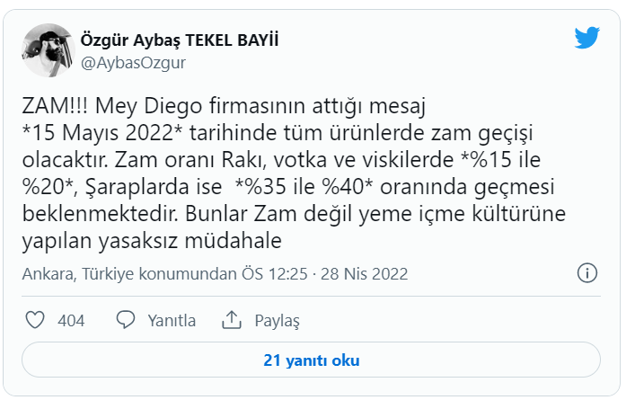 Özgür Aybaş: Alkolde yeni zamlar geliyor, bunlar artık müdahale
