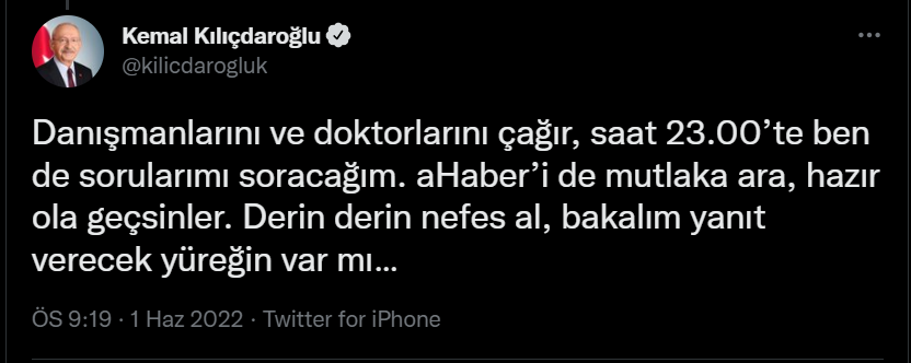 O sorulara cevap veren Kılıçdaroğlu, Erdoğan’a meydan okudu: “Saat 23’te ben de sorularımı soracağım, bakalım yanıt verecek yüreğin var mı”