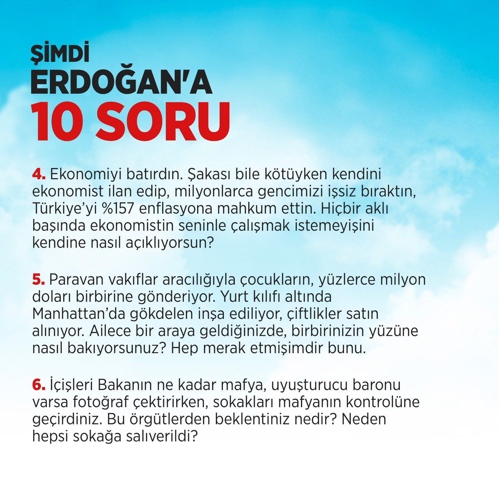 Kılıçdaroğlu, 23’te soracağım demişti: “Bir damla cesaretin varsa bu sorulara verirsin”