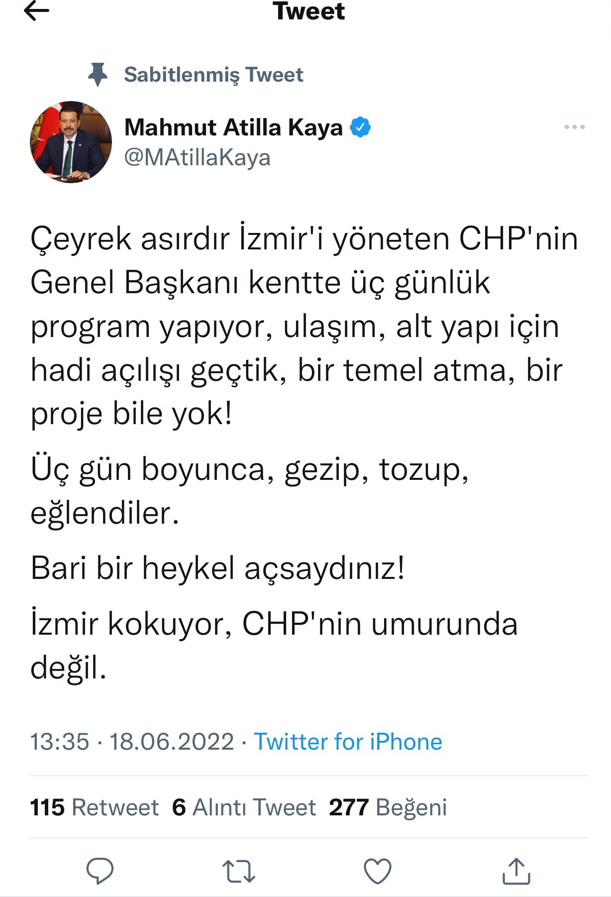 AK Partili Kaya'dan CHP'ye ağır eleştiri: "Üç gün boyunca, gezip, tozup, eğlendiler. Bari bir heykel açsaydınız!"
