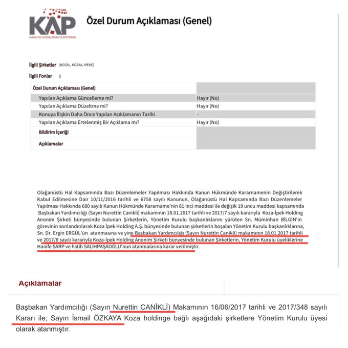 Yolsuzluğun belgeleri: AK Partili Canikli, Koza Holding yönetimine danışmanını ve şoförünü atamış
