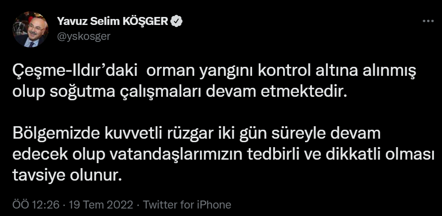 İzmir Valisi Köşger'den 'yangın' uyarısı: "Önümüzdeki iki gün dikkatli olalım"