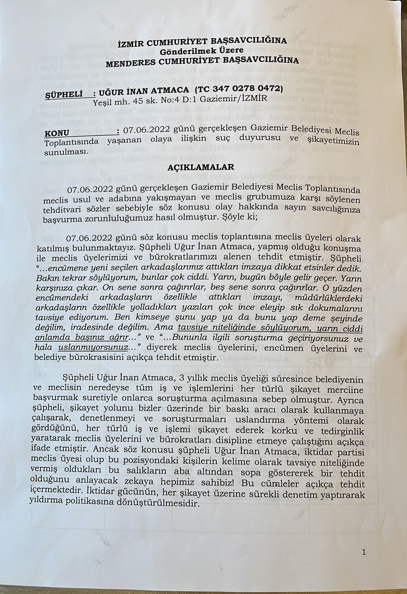 AK Partili Atmaca’ya ‘tehdit’ suçlaması