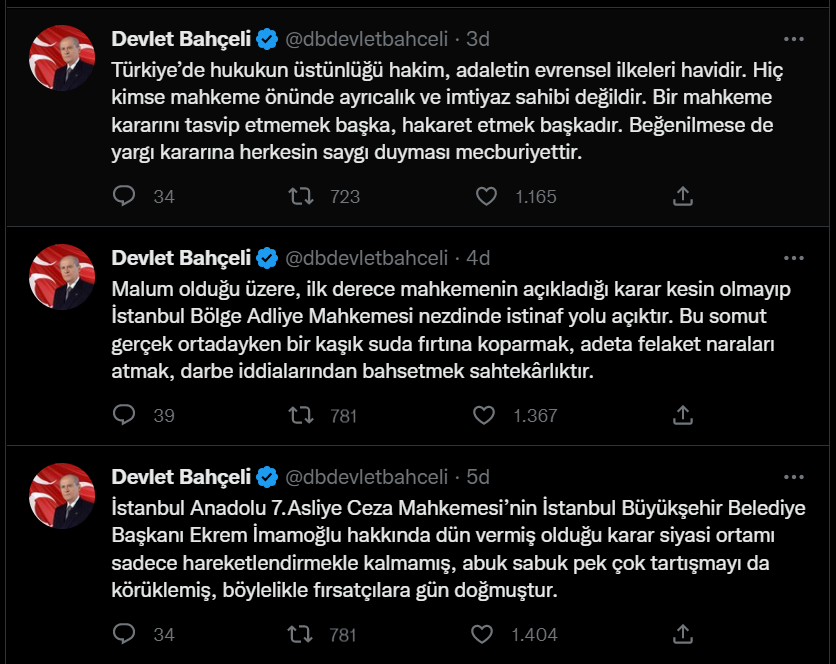 Bahçeli'den İmamoğlu açıklaması: Fırsatçılara gün doğmuştur