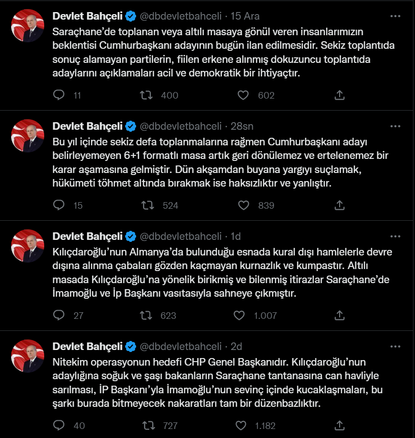 Bahçeli'den İmamoğlu açıklaması: Fırsatçılara gün doğmuştur