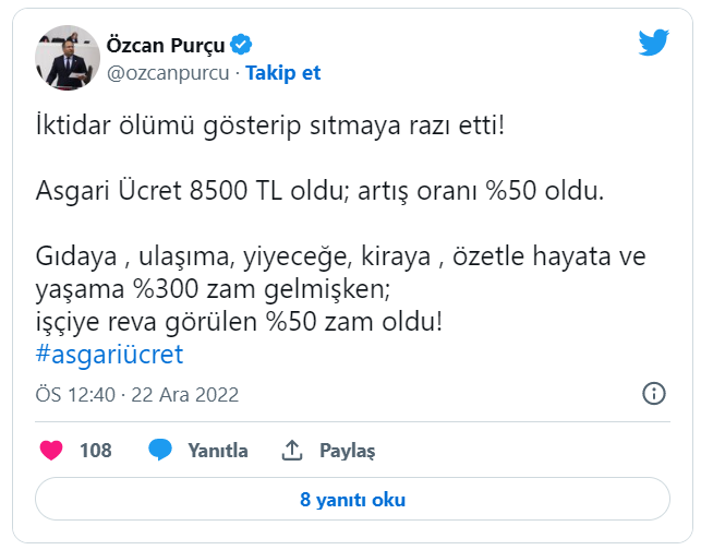 Erdoğan’a asgari ücret tepkileri: Sen 8 bin patronun sözcüsüsün