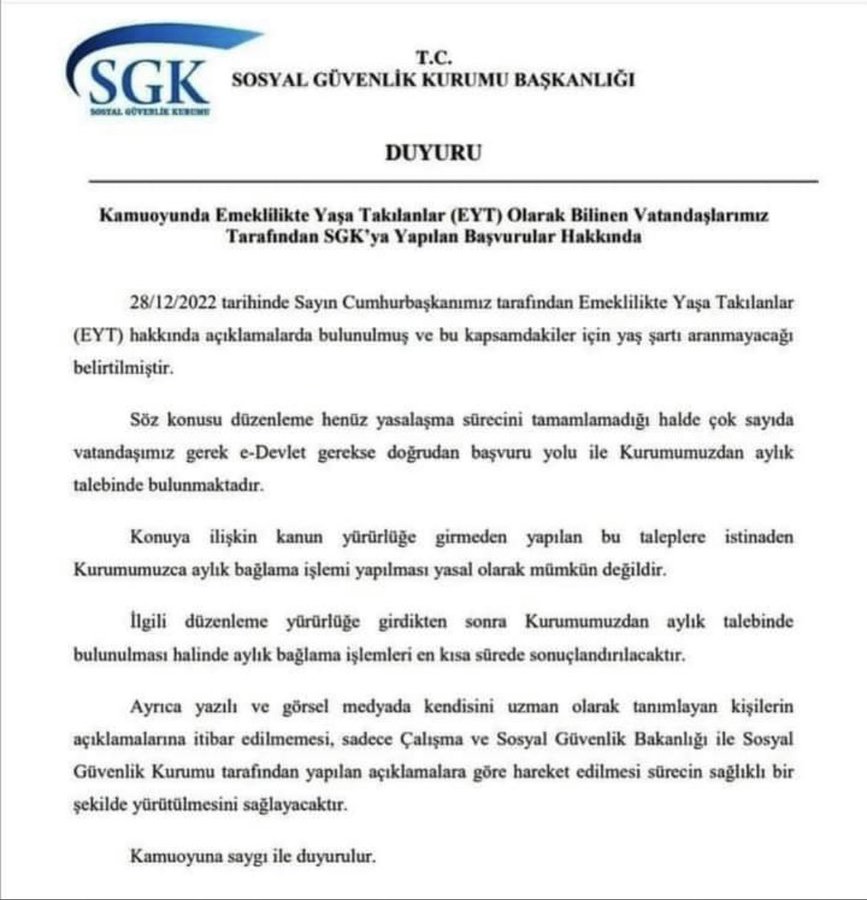 SGK'dan EYT'lilere duyuru: Yasal olarak mümkün değil!