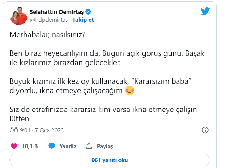 Demirtaş’tan “kararsızlar” mesajı: İkna etmeye çalışın lütfen