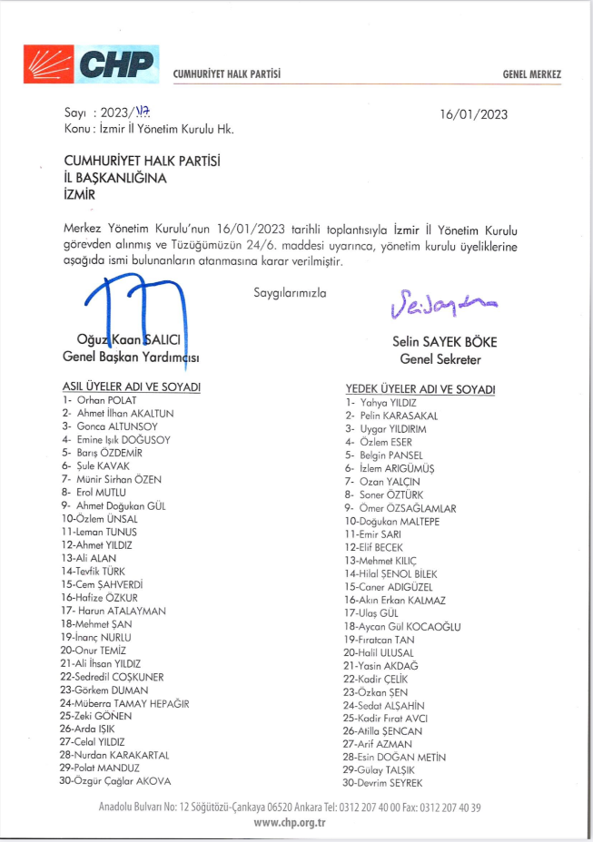 CHP İzmir'de Bayrak Değişimi Tamam...  Yeni Yönetim Resmen Atandı