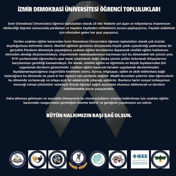 İzmir’de üniversite öğrencilerinden ortak çağrı: Yüz yüze eğitim için tüm koşullar sağlansın