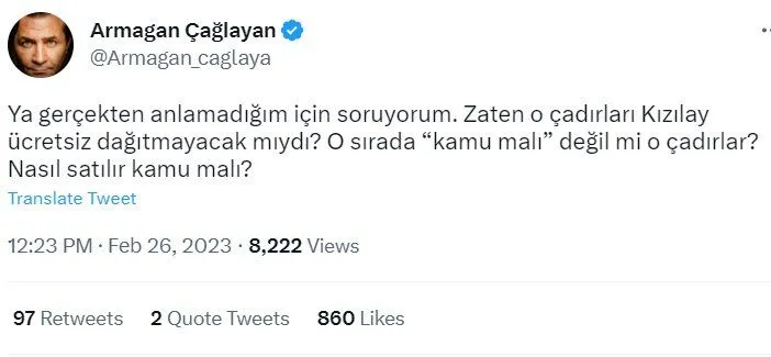 Kızılay'ın çadır satması gündem: 'Neden bağış alıyorlar o zaman?'