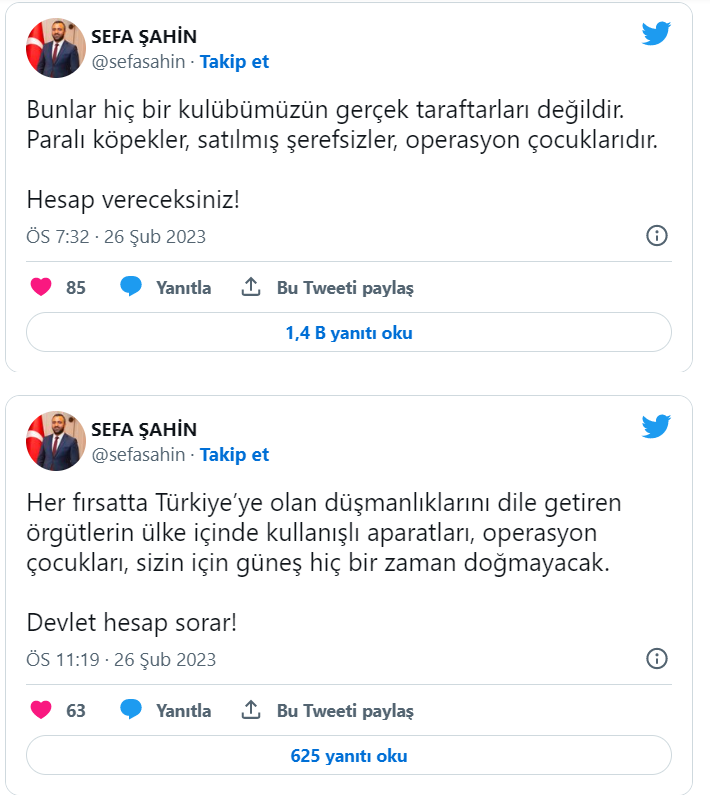 AK Partili Şahin'den "Hükümet istifa" tezahüratına hakaretli tehdit
