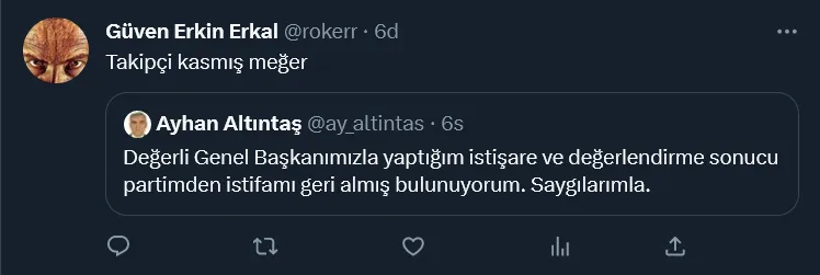 İYİ Partili Altıntaş'ın istifasını geri almasına tepkiler: 'Gördüğüm lüzum üzerine alkışlarımı geri aldım'
