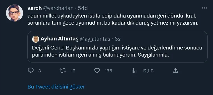 İYİ Partili Altıntaş'ın istifasını geri almasına tepkiler: 'Gördüğüm lüzum üzerine alkışlarımı geri aldım'
