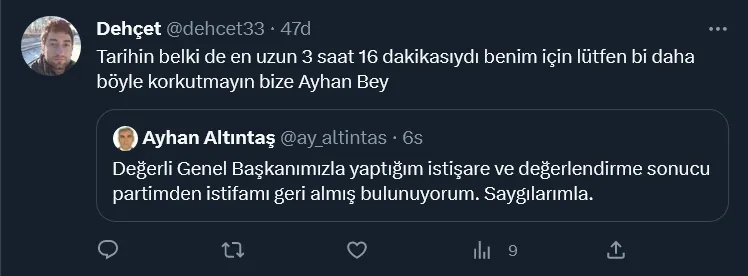 İYİ Partili Altıntaş'ın istifasını geri almasına tepkiler: 'Gördüğüm lüzum üzerine alkışlarımı geri aldım'