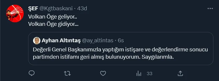 İYİ Partili Altıntaş'ın istifasını geri almasına tepkiler: 'Gördüğüm lüzum üzerine alkışlarımı geri aldım'