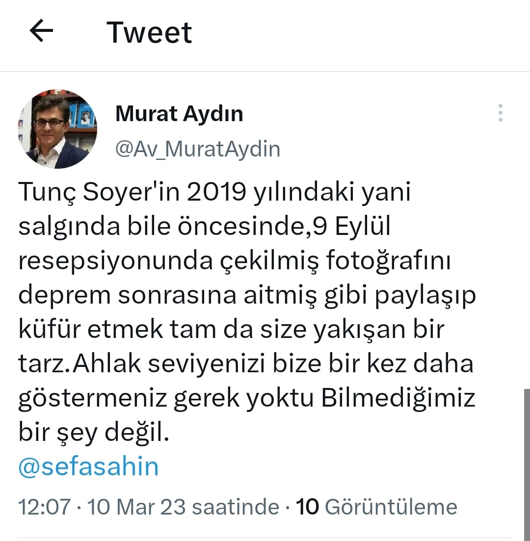 AK Partili Şahin’e bir tepki de Aydın’dan; “Ahlak seviyenizi bize bir kez daha göstermenize gerek yoktu”