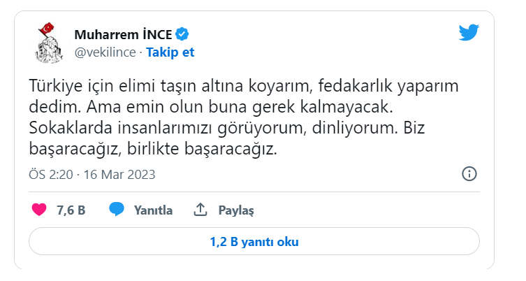Muharrem İnce'den dikkat çeken 'adaylık' çıkışı: Günü geldiğinde çekilmeyi bilirim, Kemal Bey lehine çekilirim