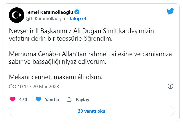 Saadet Partisi İl Başkanı Simit hayatını kaybetti