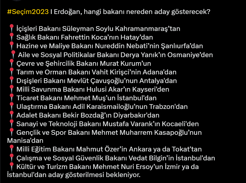 Kulis: Bakanları milletvekili adayı göstereceğini açıklayan Erdoğan’ın listesi ortaya çıktı