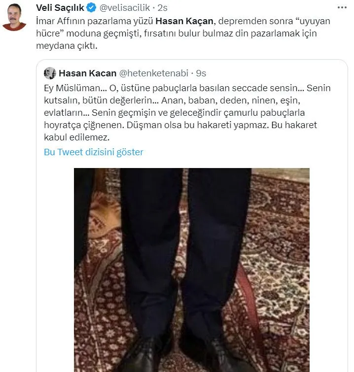 Hasan Kaçan'a 'seccade' tepkisi: İmar affının reklam yüzü sahalara dönmüş