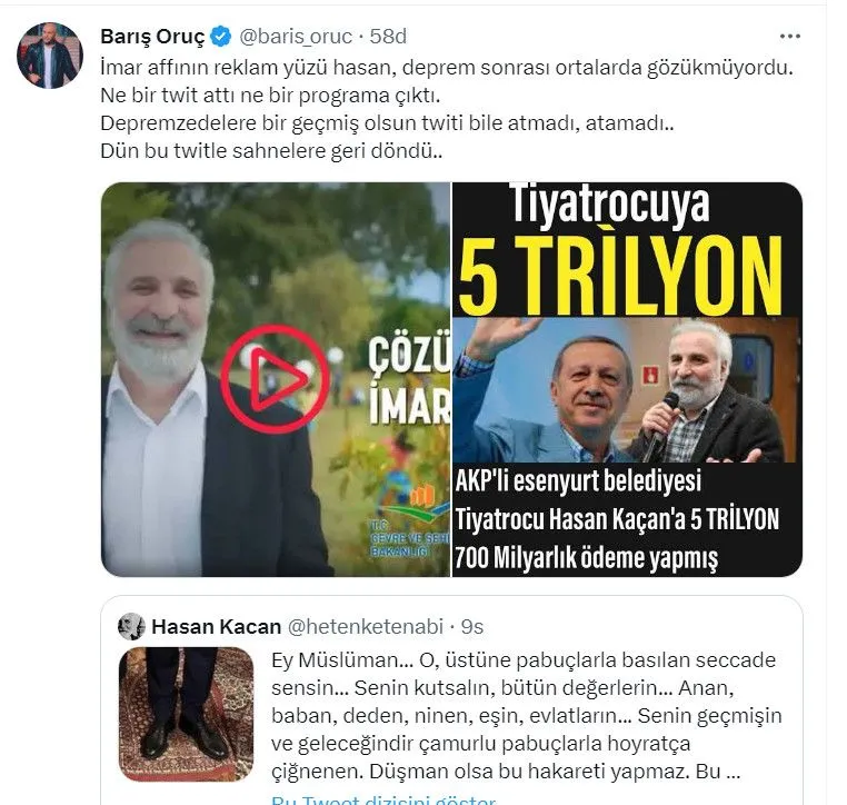 Hasan Kaçan'a 'seccade' tepkisi: İmar affının reklam yüzü sahalara dönmüş