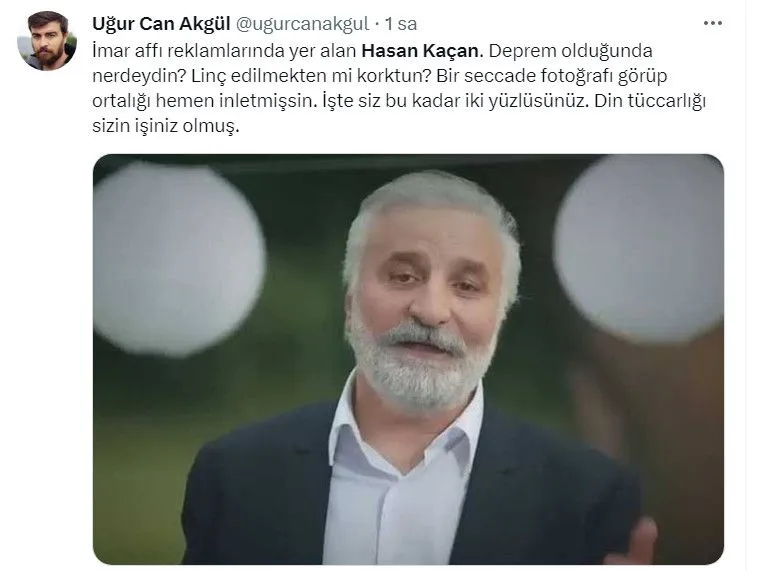 Hasan Kaçan'a 'seccade' tepkisi: İmar affının reklam yüzü sahalara dönmüş