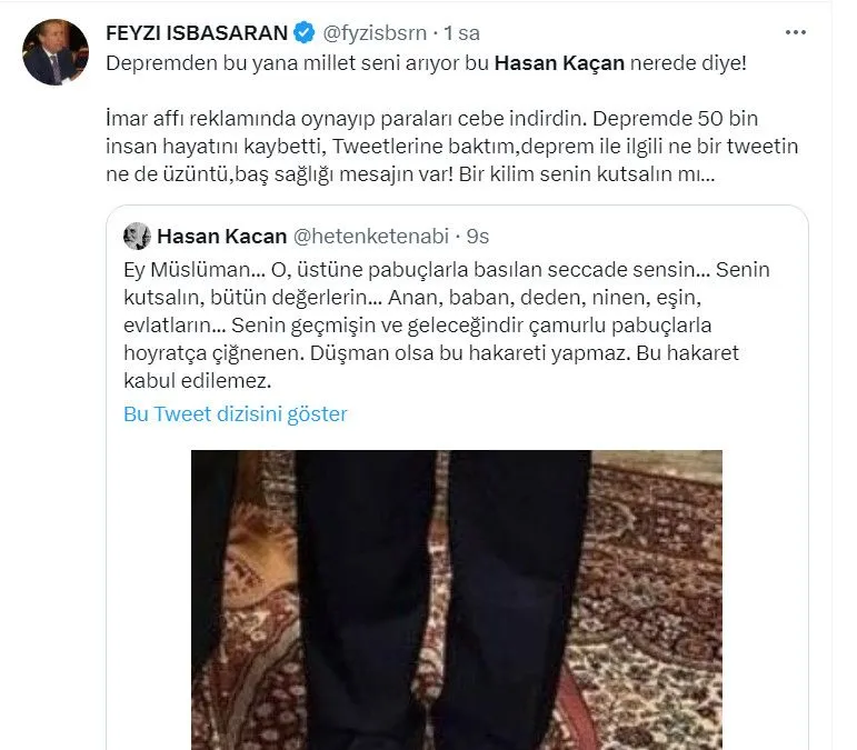 Hasan Kaçan'a 'seccade' tepkisi: İmar affının reklam yüzü sahalara dönmüş