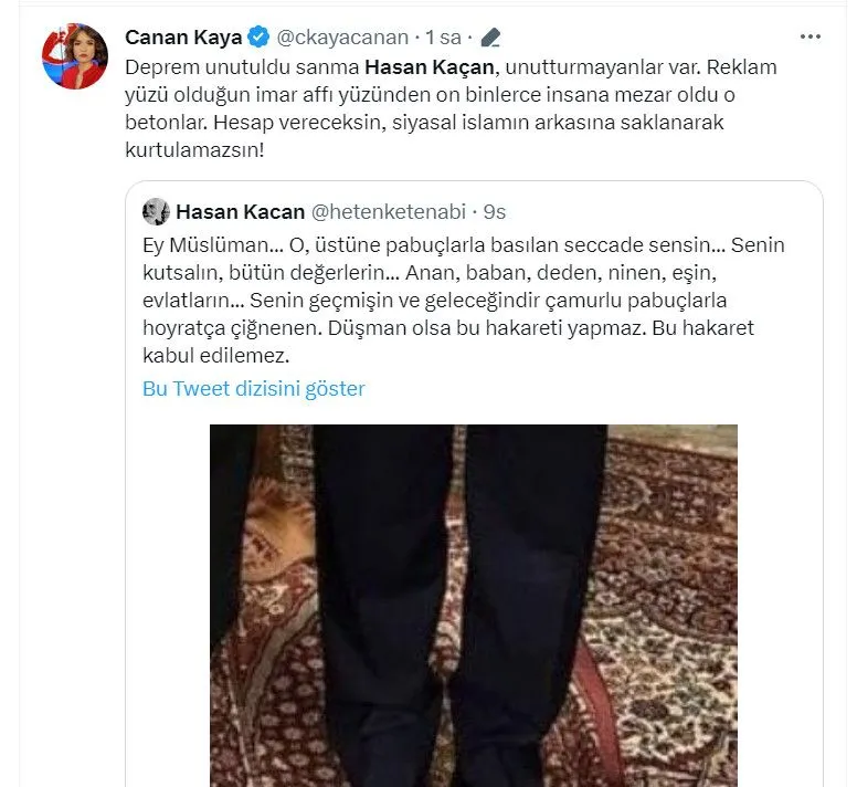 Hasan Kaçan'a 'seccade' tepkisi: İmar affının reklam yüzü sahalara dönmüş