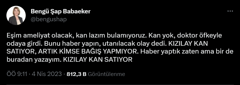 Bengü Şap Babaeker: 'Kızılay kan satıyor, artık kimse bağış yapmıyor!'