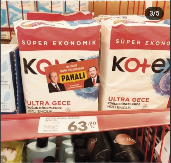 Market rafında Erdoğan etiketi!