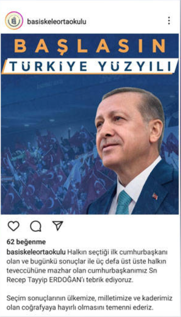 Ortaokul bile Erdoğan’lı paylaşım yaptı
