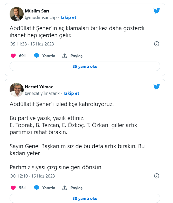 CHP'den istifa eden Abdüllatif Şener'in skandal açıklamalarına tepki yağdı: 'İhanet hep içeriden gelir...'
