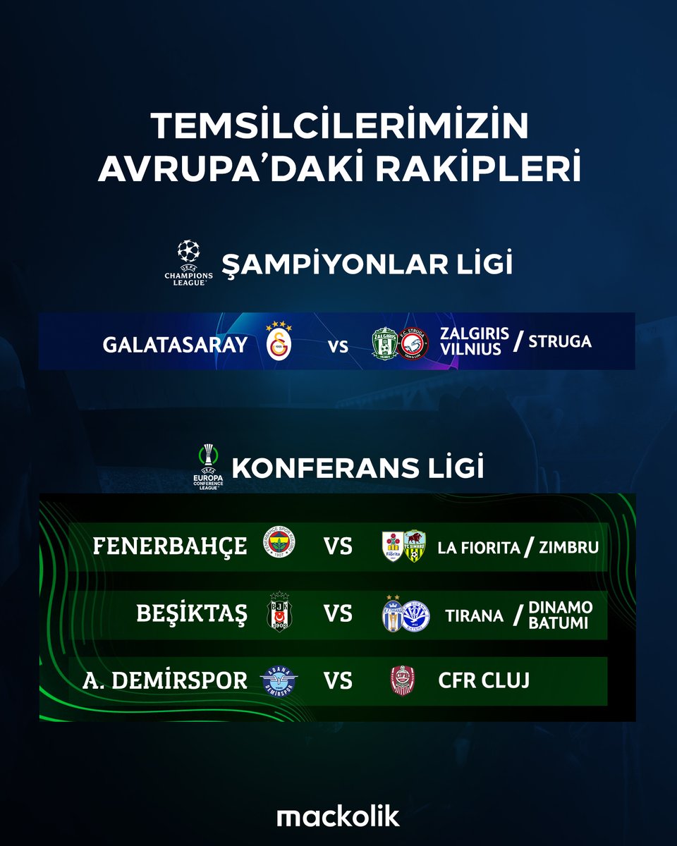 Konferans Ligi'ndeki rakipler açıklandı