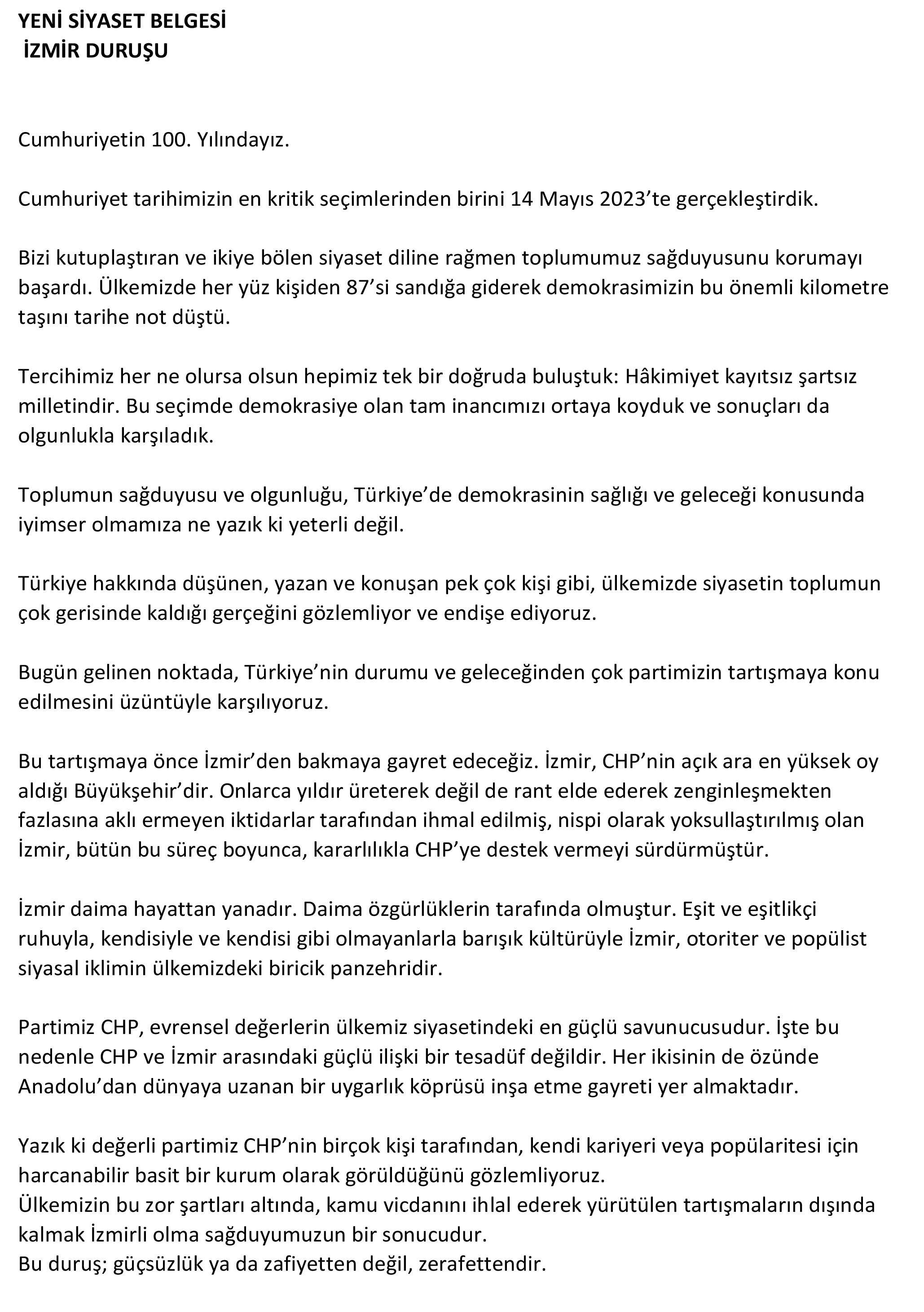 Tunç Soyer'den değişim bildirisi: Konuşmanın tam zamanı