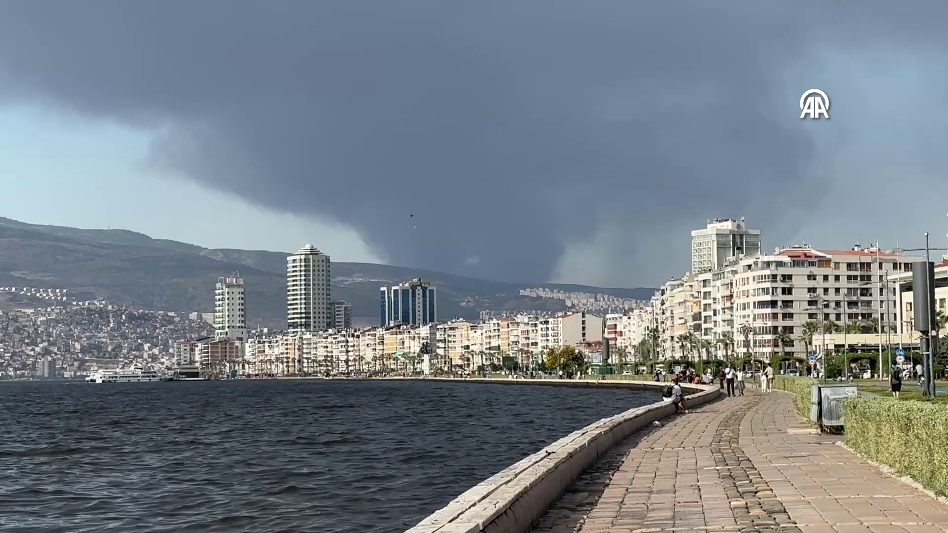 Manisa'da çıkan fabrika yangınının dumanları İzmir'den de görüldü