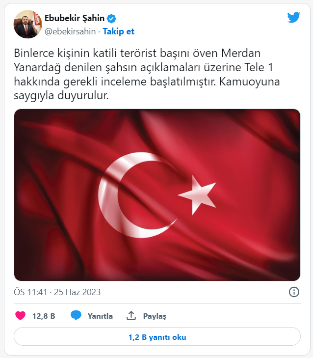 RTÜK, Merdan Yanardağ'ın Abdullah Öcalan'la ilgili sözleri sonrası Tele1 hakkında inceleme başlattı