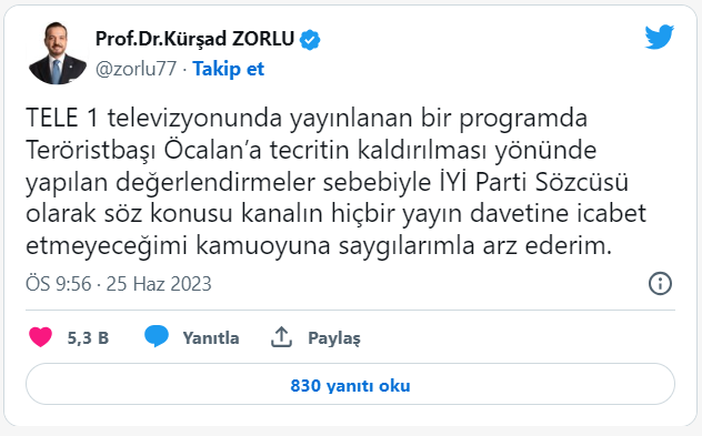 RTÜK, Merdan Yanardağ'ın Abdullah Öcalan'la ilgili sözleri sonrası Tele1 hakkında inceleme başlattı