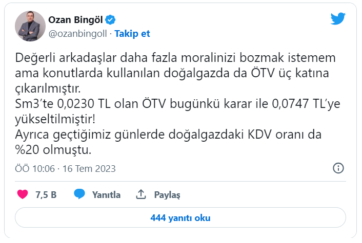 Doğalgaza da ÖTV zammı, üç katına çıkarıldı